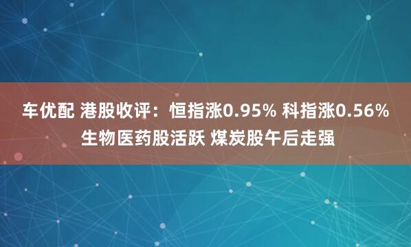 车优配 港股收评：恒指涨0.95% 科指涨0.56% 生物医药股活跃 煤炭股午后走强