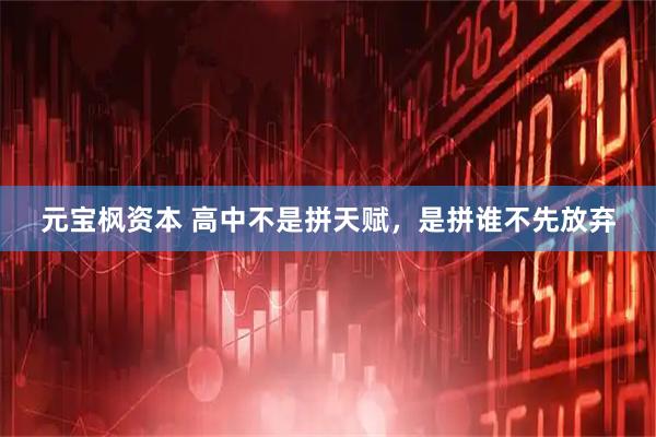 元宝枫资本 高中不是拼天赋,是拼谁不先放弃
