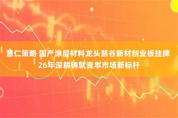 慧仁策略 国产涂层材料龙头慧谷新材创业板挂牌 26年深耕铸就资本市场新标杆