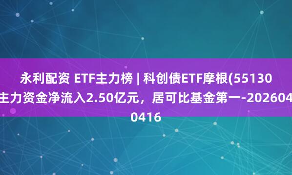 永利配资 ETF主力榜 | 科创债ETF摩根(551300)主力资金净流入2.50亿元，居可比基金第一-20260416