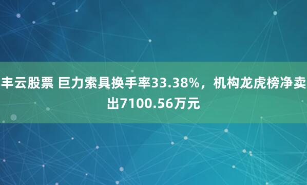 丰云股票 巨力索具换手率33.38%，机构龙虎榜净卖出7100.56万元
